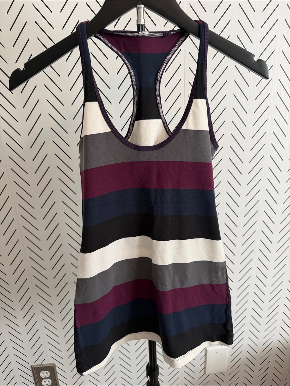 lululemon athletica Striped Racerback Tank in Plum, Navy, Gray & White